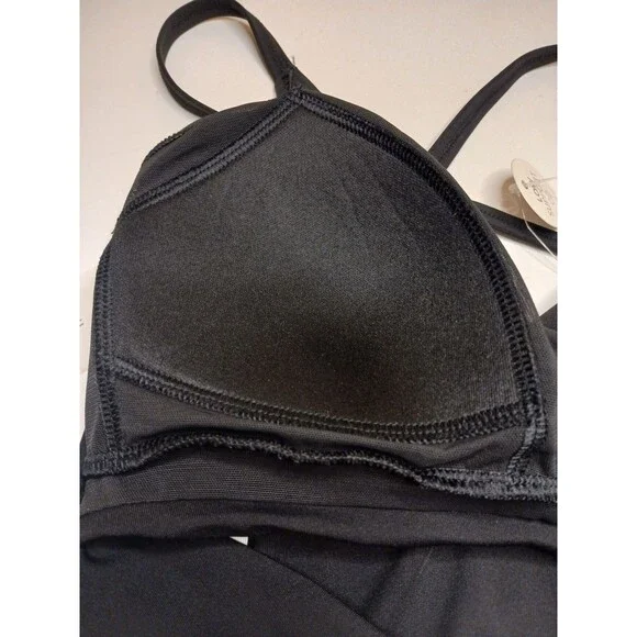 Calia Women's Swimsuit Sz 4 Black Tie Front Crisscross StrapFixed Cups $75 - Picture 5 of 13